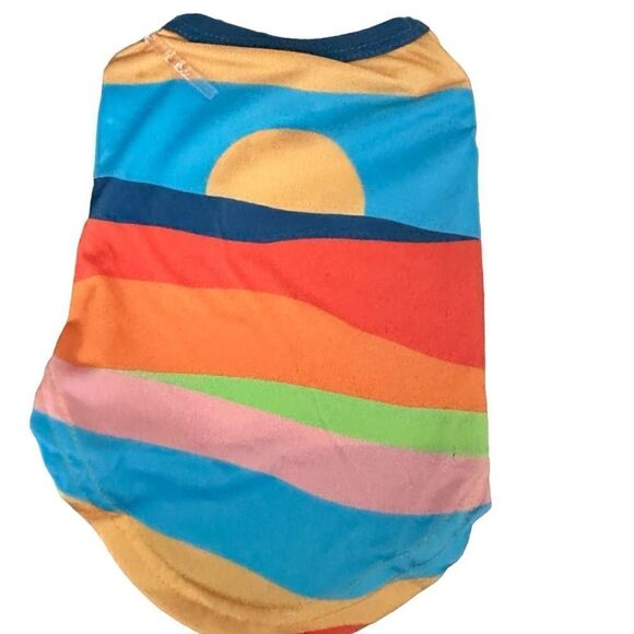 NWT Pet Apparel Multi Color Dog Tank Tee Sunrise Orange Blue - Size Medium - Picture 2 of 7